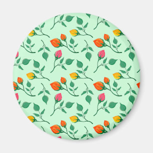 Aimant Motif floral avec fleurs roses colorées