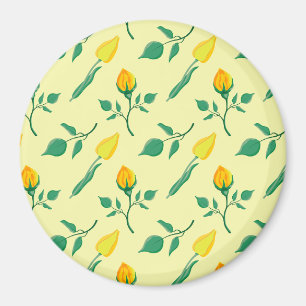 Aimant Motif floral avec rose jaune et fleurs de tulipe