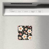 Aimant Motif floral clair sur noir (In Situ (Lave-vaisselle))