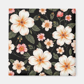Aimant Motif floral clair sur noir (Devant)