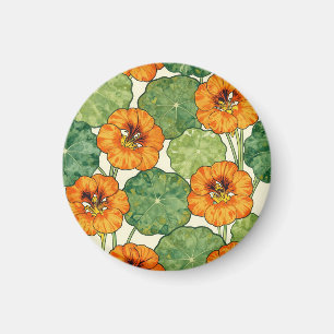 Aimant Motif floral de capucine à l'aquarelle