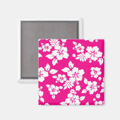 Aimant Motif floral d'hibiscus rose et blanc chaud (Recto/Verso)