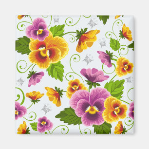 Aimant Motif floral jaune et rose