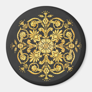 Aimant Motif floral or et noir