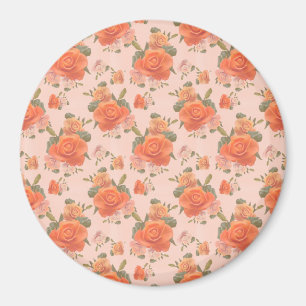 Aimant motif floral rose orange rose mariage printemps