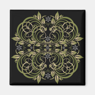 Aimant motif floral vert