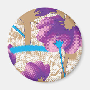 Aimant Motif floral vif avec violet et bleu f