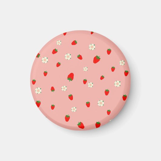 Aimant Motif Fraises et Fleurs (Devant)
