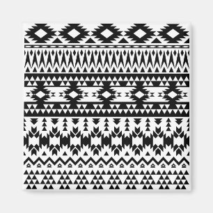 Aimant Motif géométrique Aztec noir et blanc