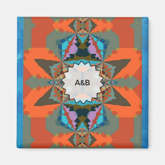 Aimant Motif géométrique coloré de l'Ouest du Sud (Devant)