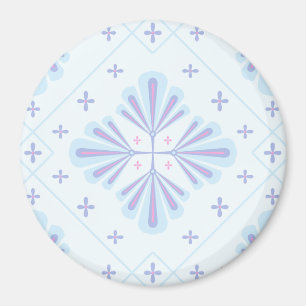 Aimant Motif géométrique floral bleu pastel répétitif 