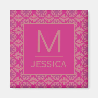 Aimant Motif géométrique rose violet orné personnalisé