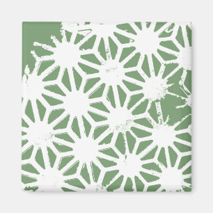 Aimant Motif géométrique vert et blanc olive