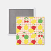 Aimant Motif Gingham de Fruits Mignons (Recto/Verso)