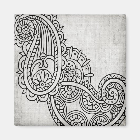Aimant Motif Gris Mehndi (Devant)