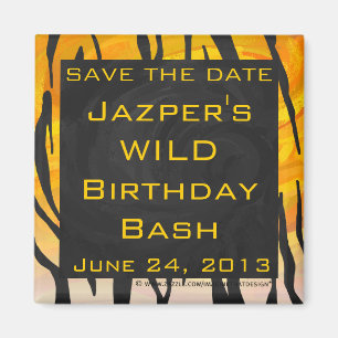 Aimant Motif imprimé tigre noir et orange Monogram