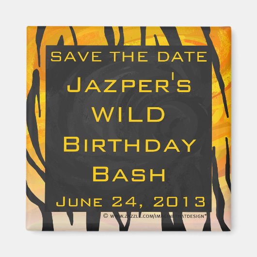 Aimant Motif imprimé tigre noir et orange Monogram (Devant)