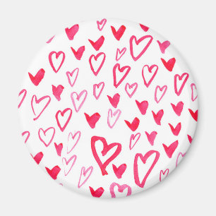 Aimant Motif IV de mots d'amour des coeurs d'aquarelle
