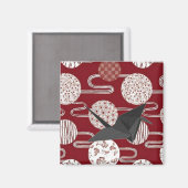 Aimant Motif japonais chanceux grue rouge kimono (Recto/Verso)