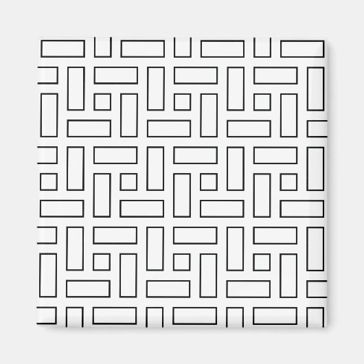 Aimant Motif linéaire noir et blanc - blanc (Devant)
