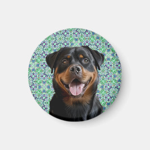 Aimant Motif Mandala Vert Photo de Chien Personnalisé