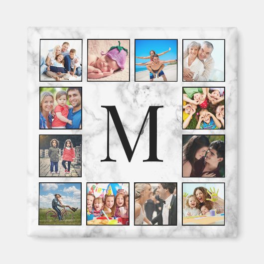 Aimant Motif Marbre blanc en pierre (Devant)