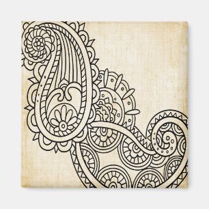 Aimant Motif Mehndi Beige