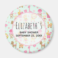 Motif mignon avec Happy Animals & Baby shower joue