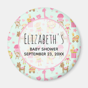 Aimant Motif mignon avec Happy Animals & Baby shower joue