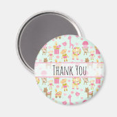 Aimant Motif mignon avec Happy Animals & Toys Merci (Recto/Verso)