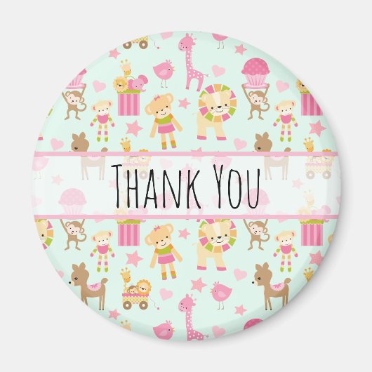 Aimant Motif mignon avec Happy Animals & Toys Merci (Devant)