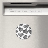 Aimant Motif moderne Black and White Doodle Hearts (In Situ (Lave-vaisselle))