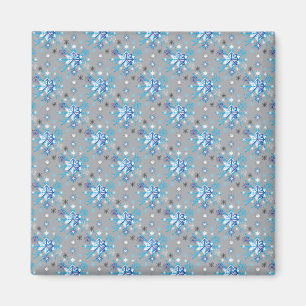 Aimant Motif moderne gris et bleu Holiday Snowflakes