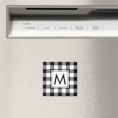 Aimant Motif moderne plaqué noir et blanc avec Monogramme (In Situ (Lave-vaisselle))
