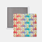 Aimant Motif moderne rouge, violet et bleu Tulip Couple (Recto/Verso)