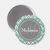Aimant Motif Monogramme Blue & Grey Chevron (Recto/Verso)