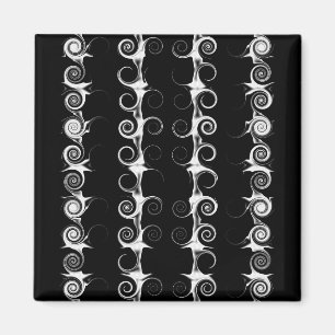 Aimant Motif noir et blanc en spirales et volutes