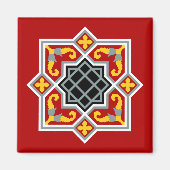 Aimant Motif octogatif rouge en carreaux de Barcelone sur (Devant)