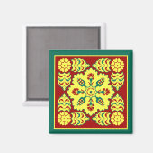 Aimant Motif oriental rouge jaune ottoman turc Tulip (Recto/Verso)