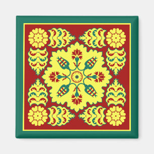 Aimant Motif oriental rouge jaune ottoman turc Tulip