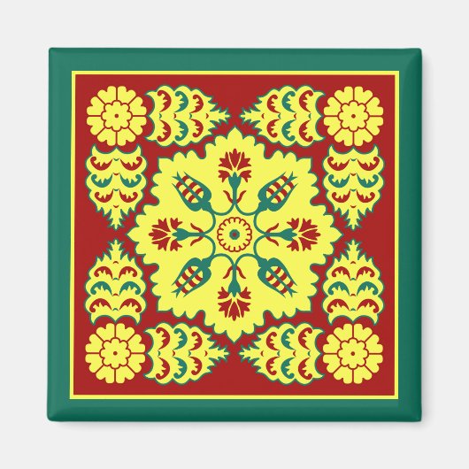 Aimant Motif oriental rouge jaune ottoman turc Tulip (Devant)