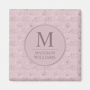 Aimant Motif Pailleté Rose Pâle Doré Clair Personnalisé