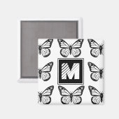 Aimant Motif papillon noir et blanc Monogram (Recto/Verso)