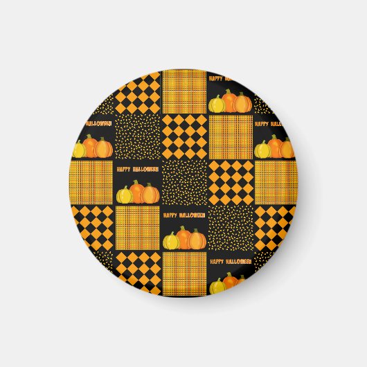 Aimant Motif Patchwork Citrouille Halloween (Devant)