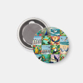 Aimant Motif patchwork d'oiseaux (Recto/Verso)