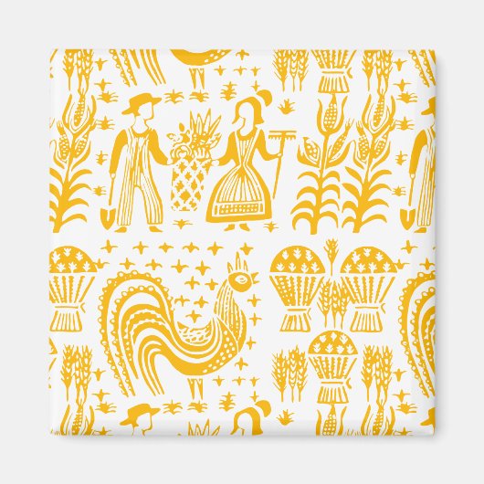 Aimant Motif Pyrex vintage - Papillon Amish (orange) (Devant)