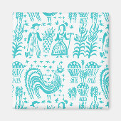 Aimant Motif Pyrex vintage - Papillon (Turquoise) (Devant)