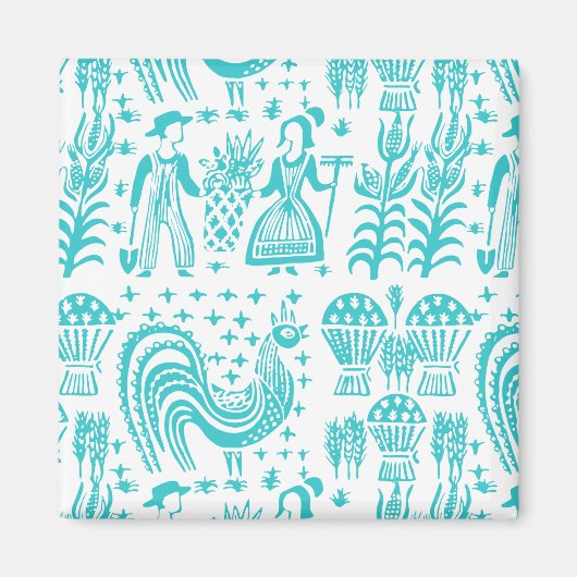 Aimant Motif Pyrex vintage - Papillon (Turquoise) (Devant)