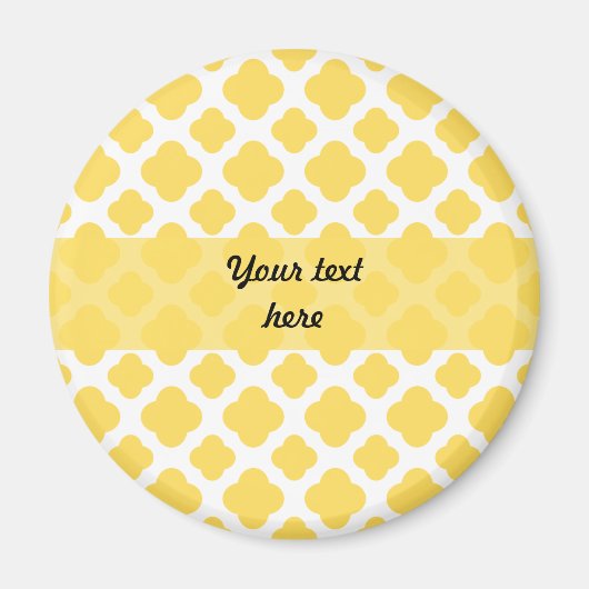 Aimant Motif Quatrefoil jaune citron et blanc (Devant)