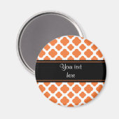 Aimant Motif Quatrefoil orange et blanc (Recto/Verso)